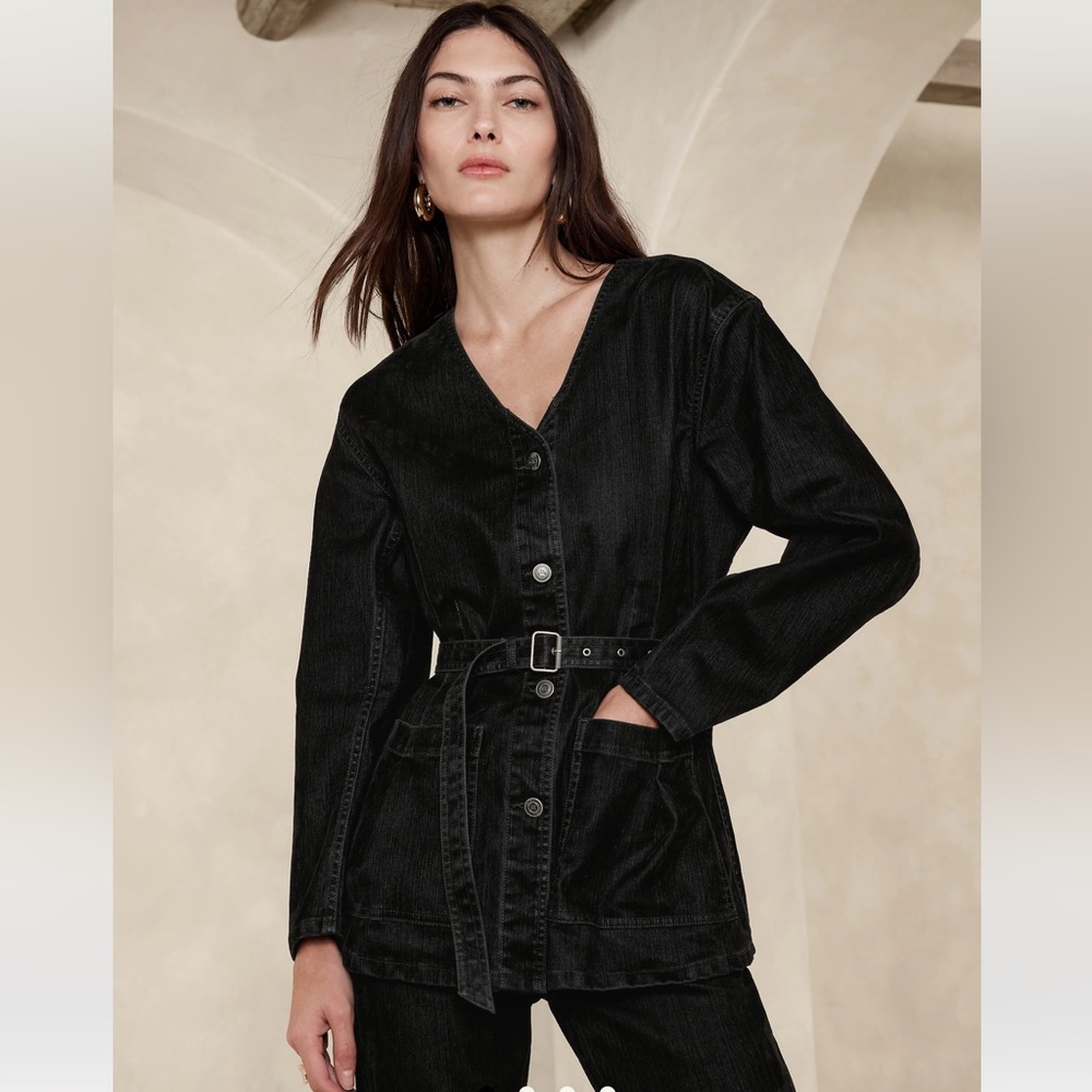 Banana Republic Madeira Flocked Denim Jacket